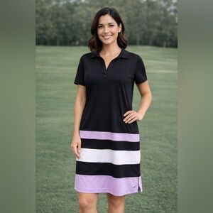 Black and Purple Striped Polo Golf Dress